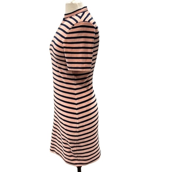 T Alexander Wang Velour Stripe Short Sleeve Stretch Dress SZ S Peach Navy - Picture 5 of 7
